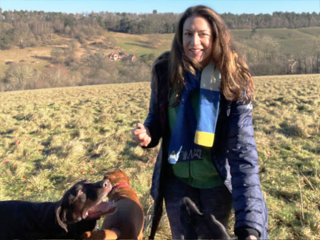 Dog walker Lucy Melzer and dogs